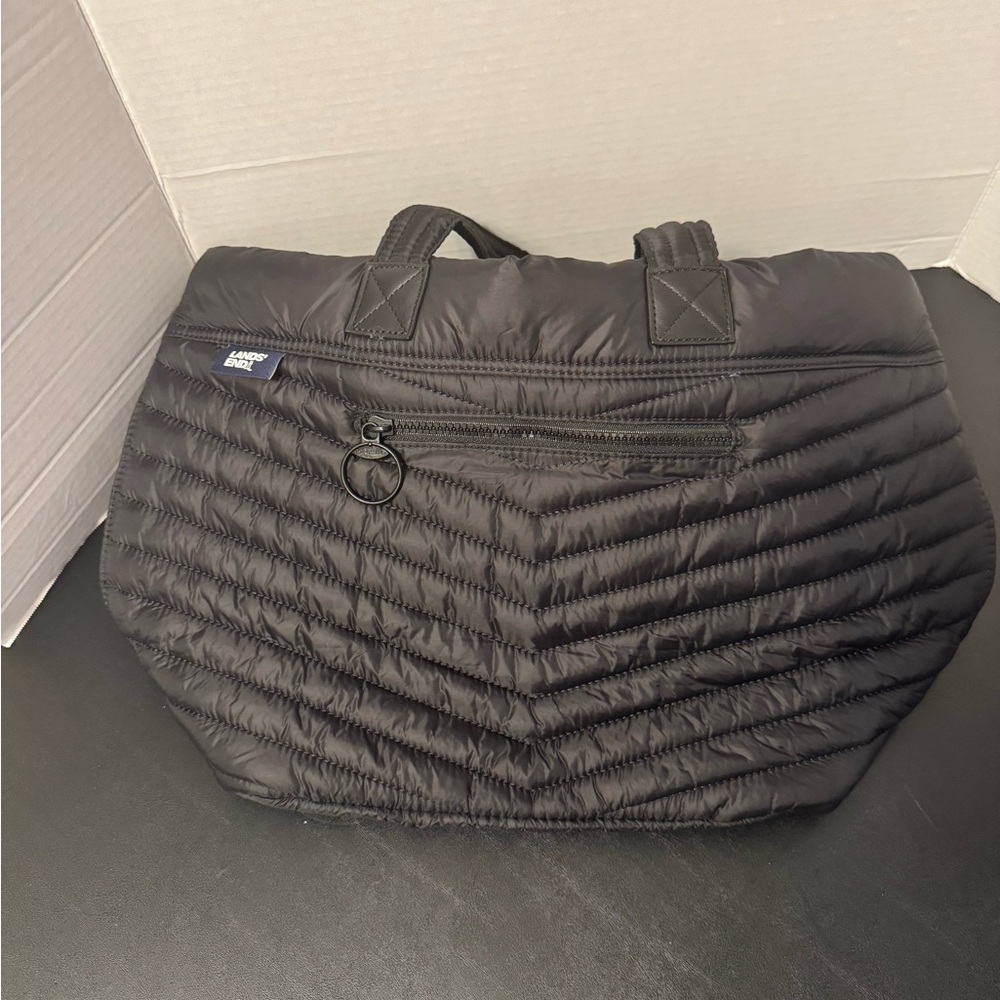Lands' End Black Quilted Ultralight Tote Bag